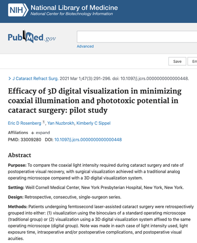 Efficacy of 3D digital visualization in minimizing coaxial illumination and phototoxic potential in cataract surgery: pilot study.