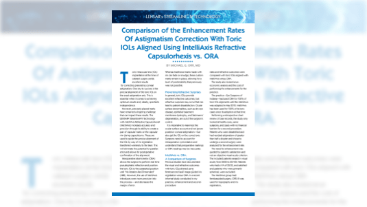 Toric IOL Alignment Using IntelliAxis Refractive Capsulorhexis® vs. ORA